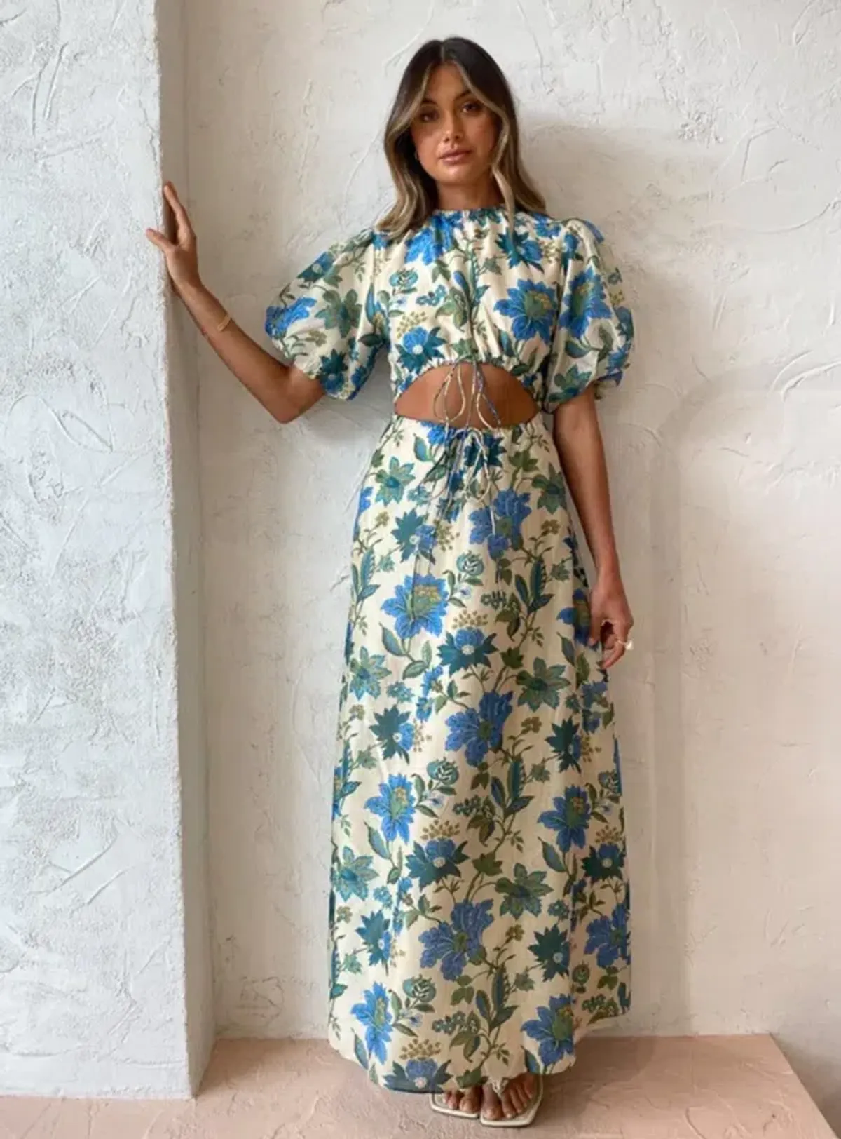 Sir the Label Celia Puff Sleeve Midi Dress in Blue Floral Alexandre Print Size 0 (AU 6) - Image 6