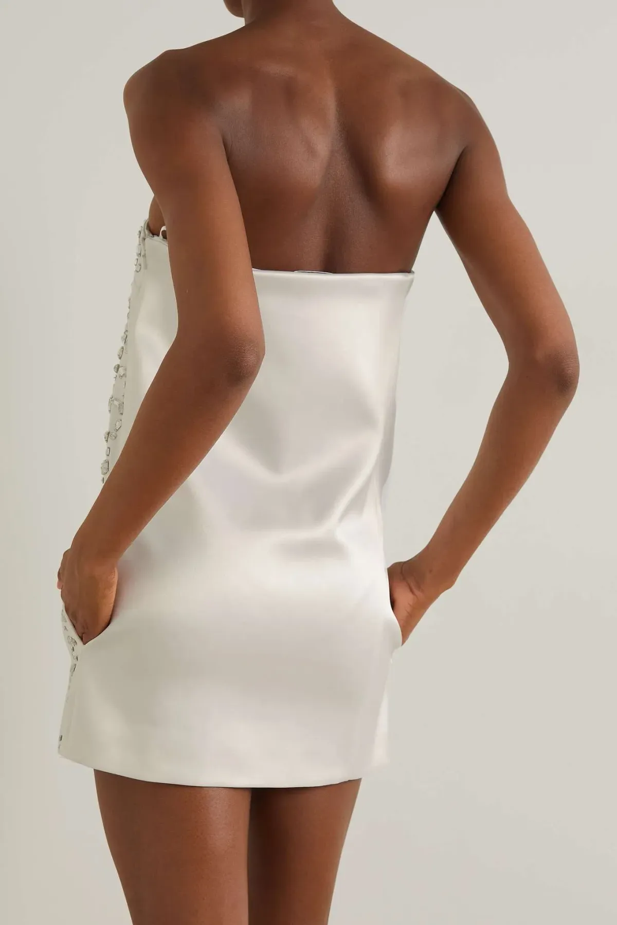 16Arlington Blaise Strapless Crystal Embellished Satin Mini Dress White Size 10 - Image 2