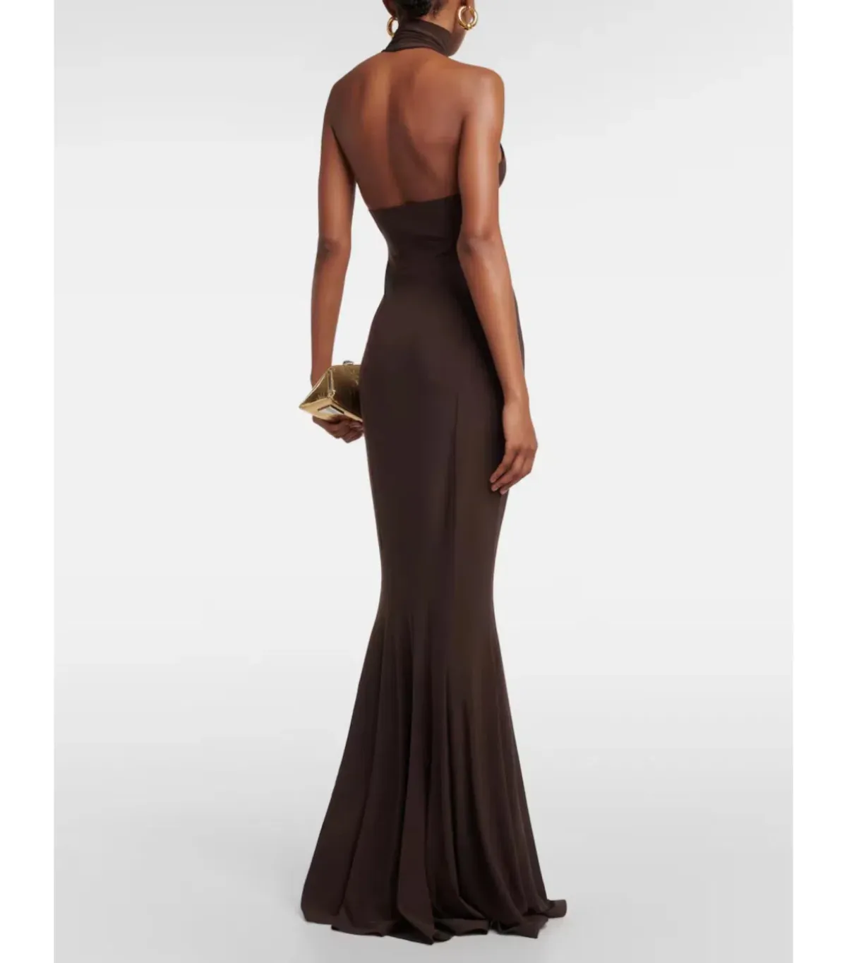 Norma Kamali Turtleneck Jersey Gown Chocolate Size AU 8 - Image 3