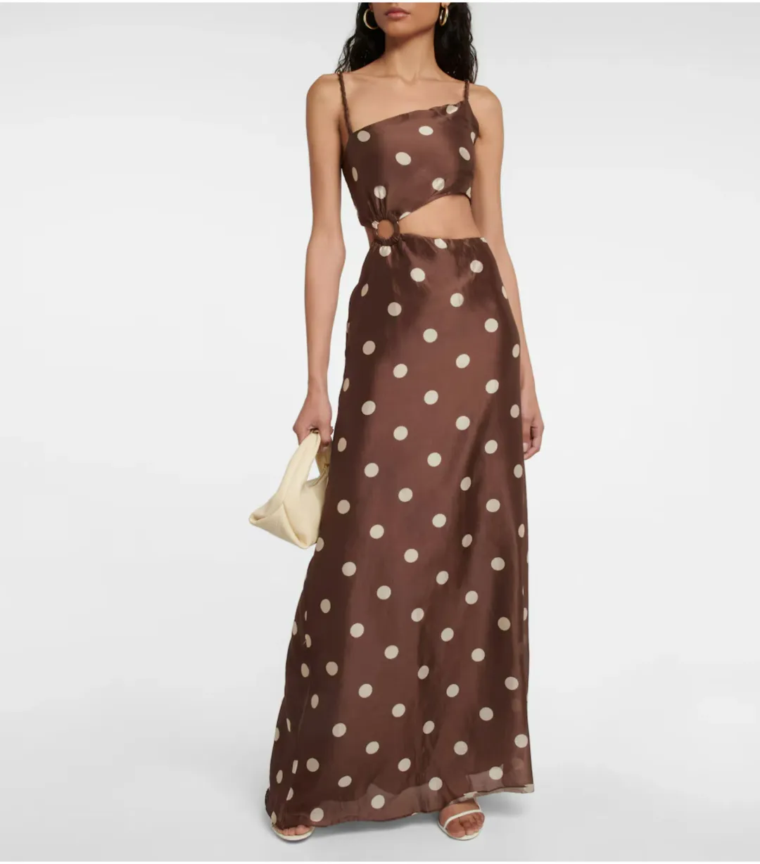 Sir The Label Vivi Asymmetrical Cut Out Dress in Marlon Polka Dot Print Size 1 / AU 8  for rent on The Volte - main image