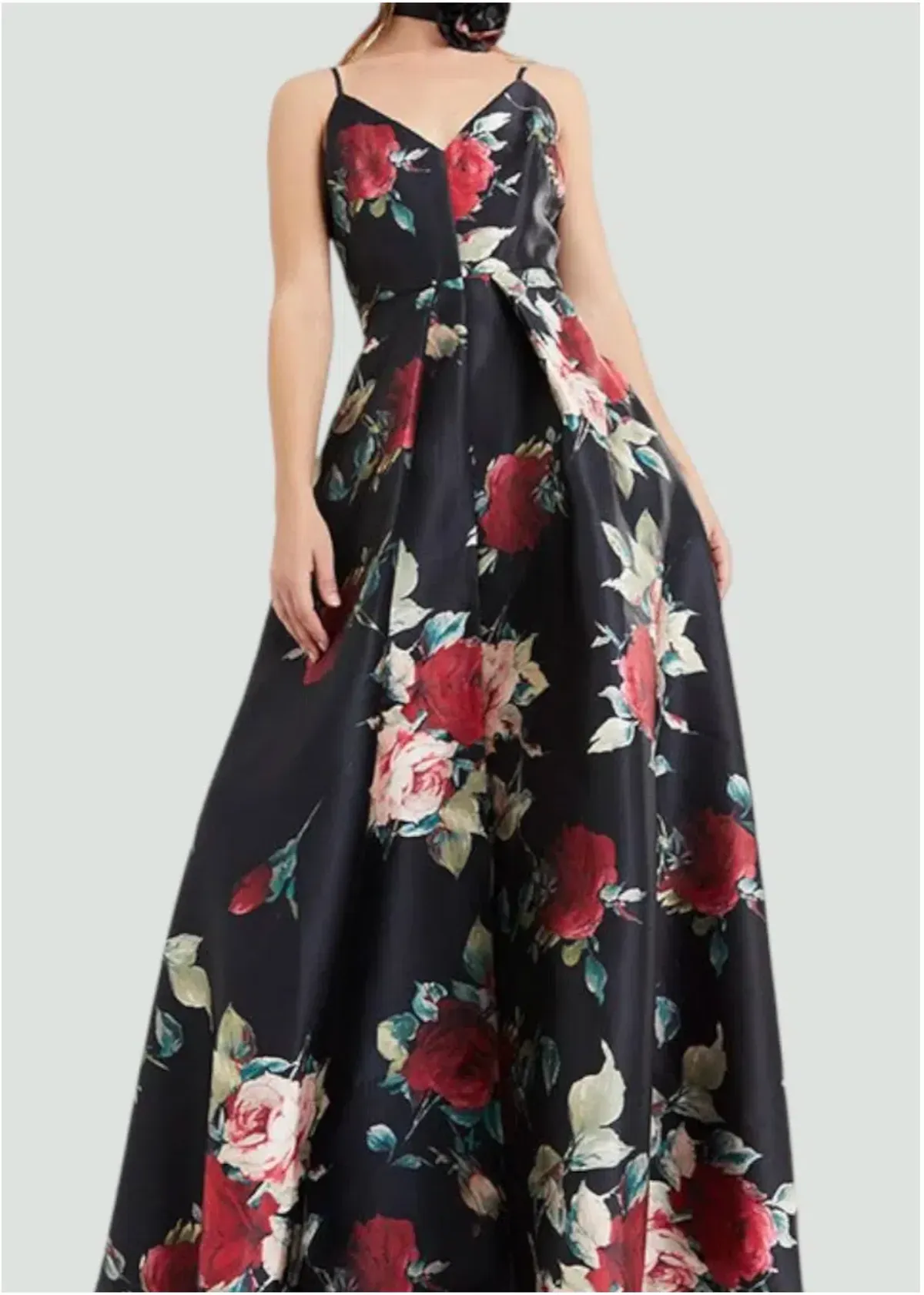 Montique Rosetta Rose Print Gown in Black Size AU 10 - Image 1