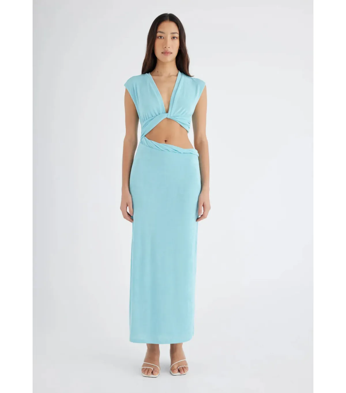Benni Henri Twist Maxi Dress Aqua Size AU 6 - Image 1