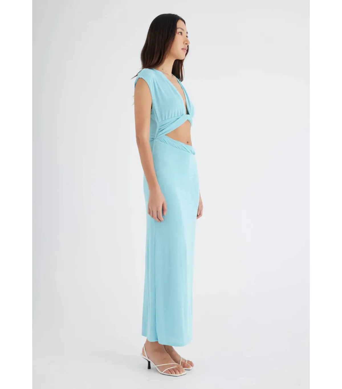Benni Henri Twist Maxi Dress Aqua Size AU 6 - Image 2
