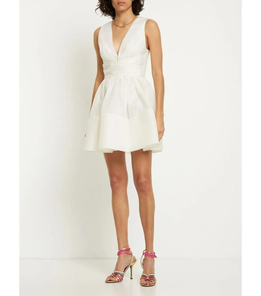 Zimmermann Tama V-Neckline Mini Dress White Size 1 / AU 10 for rent on The Volte - main image