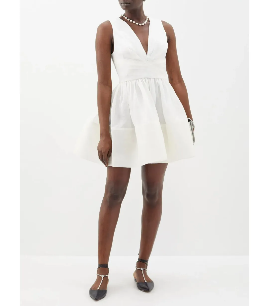 Zimmermann Tama V-Neckline Mini Dress White Size 1 / AU 10 for rent on The Volte - main image