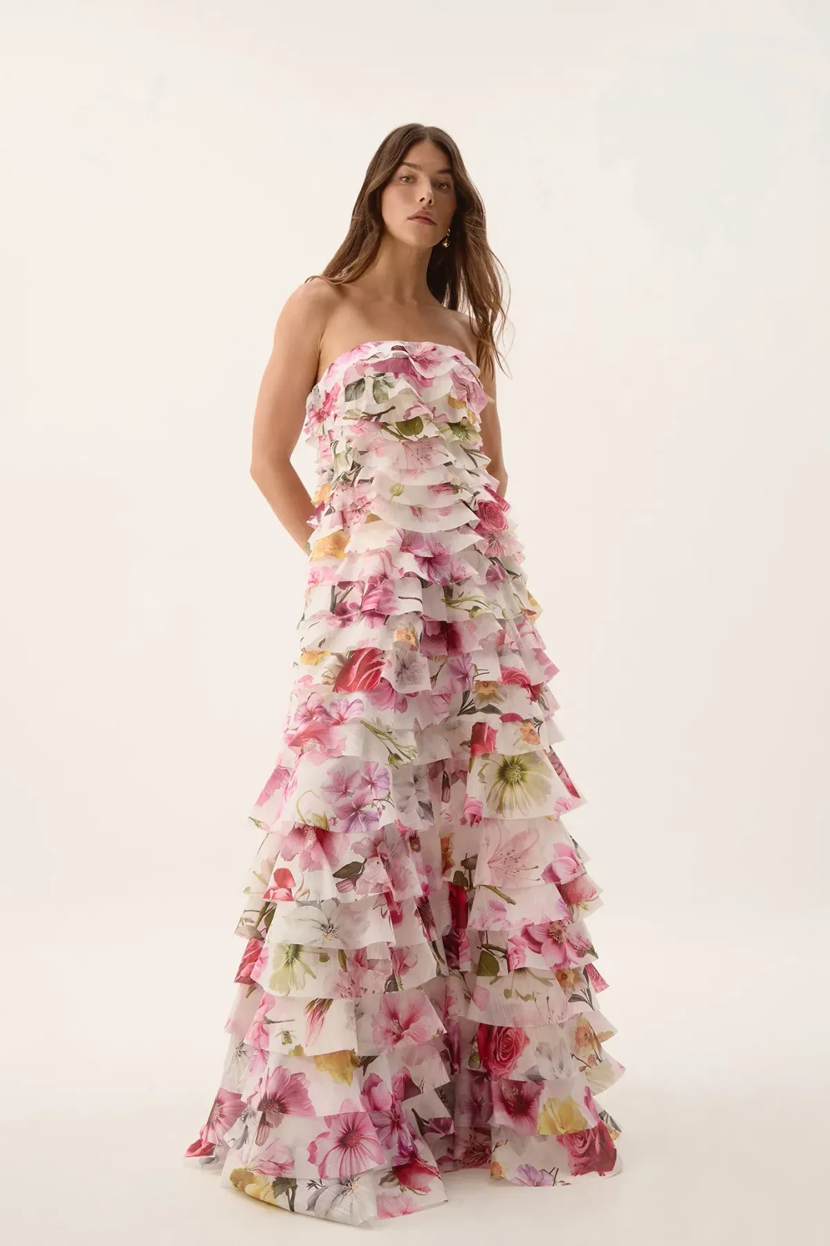 Aje Fleur Pleated Gown in Collage Floral Size AU 10 - Image 5