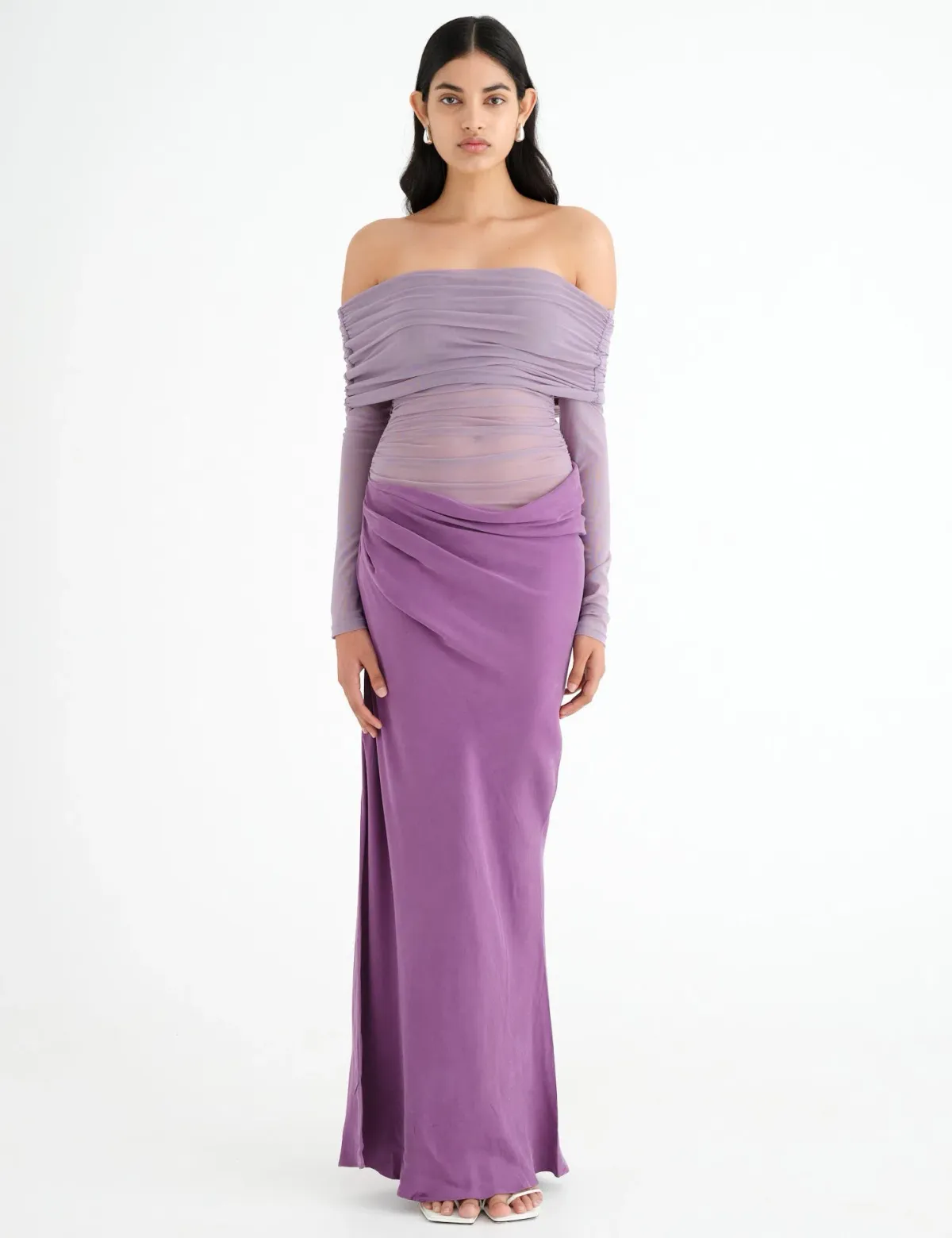 Benni Yasmin Off Shoulder Maxi Dress in Vintage Orchid Purple Size 6 - Image 1