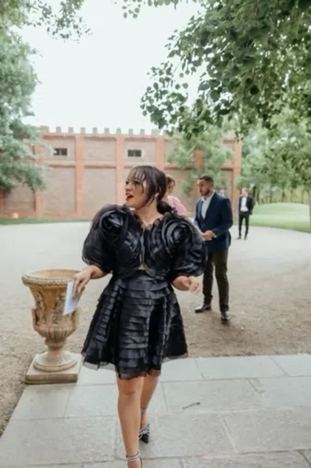 Aje Amour Ruffle Mini Dress Black Size 8 for rent on The Volte - main image