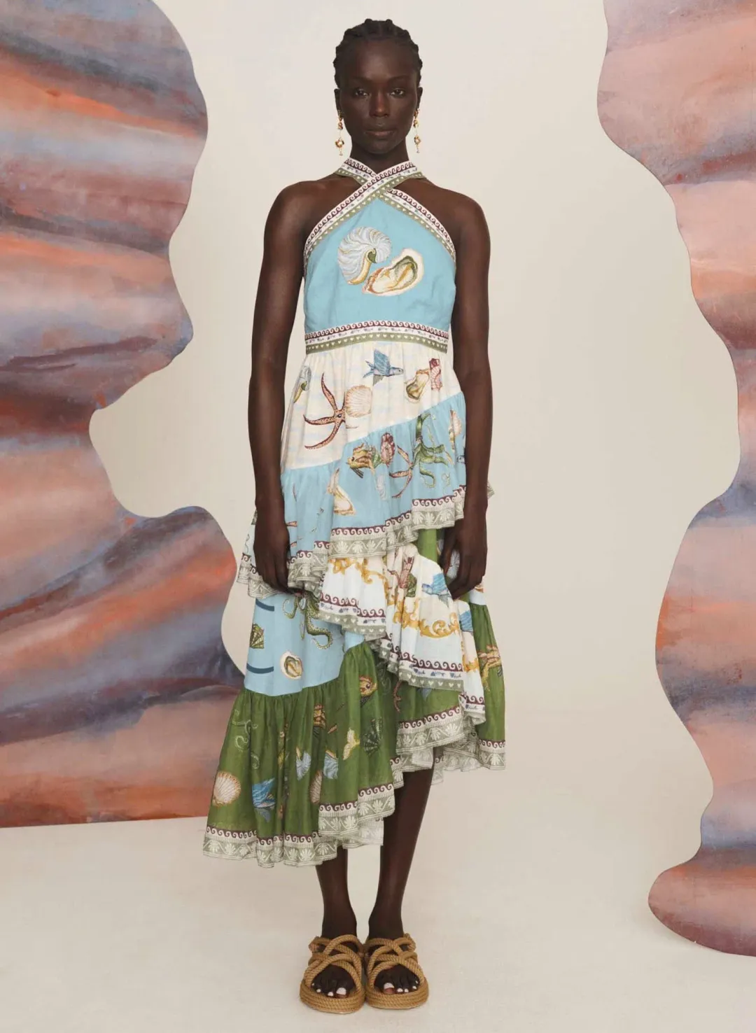 Alemais Bath House Midi Dress Multi Size 10 for rent on The Volte - main image