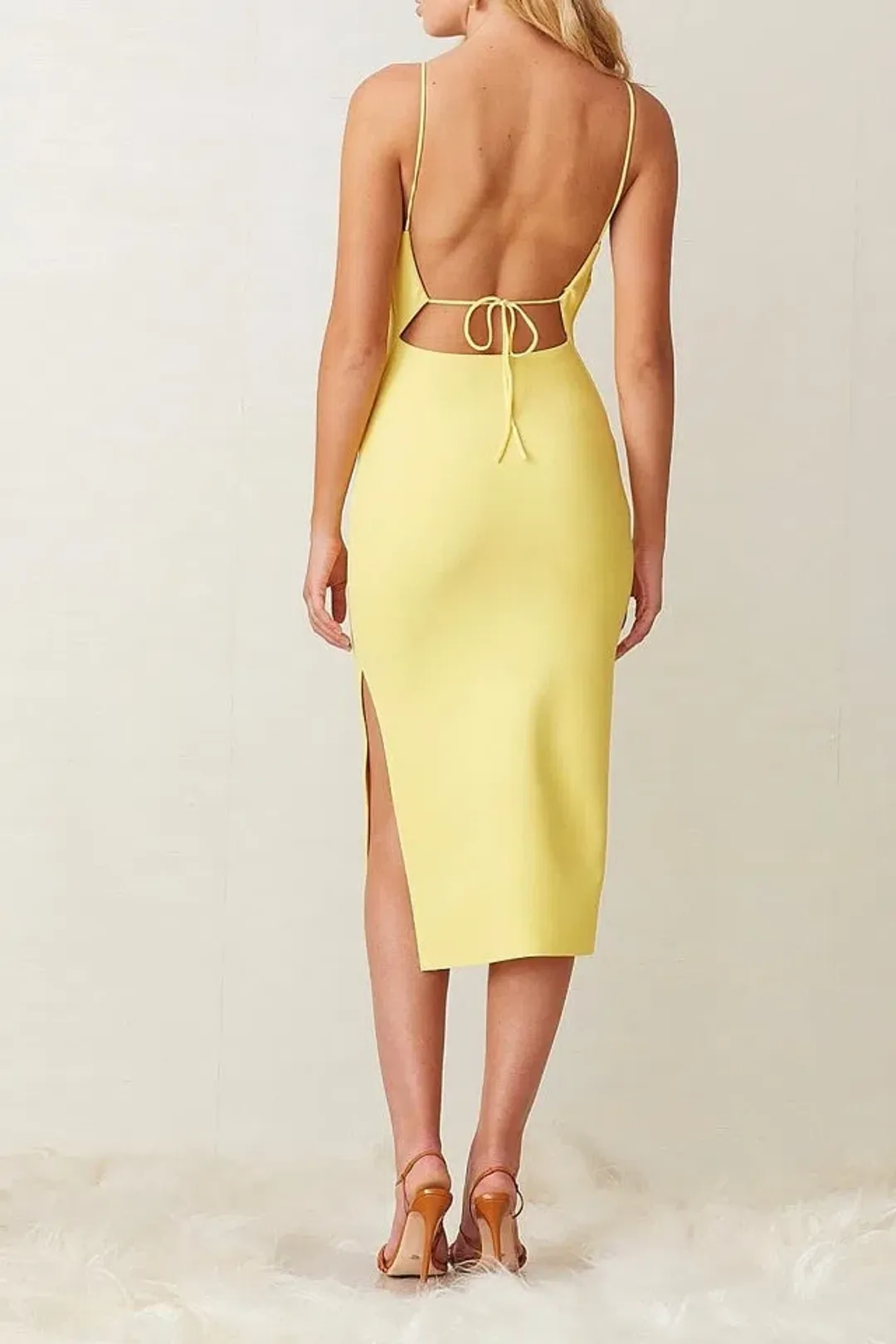 Bec & Bridge Gemma Midi Dress Yellow Size 10 for rent on The Volte - main image
