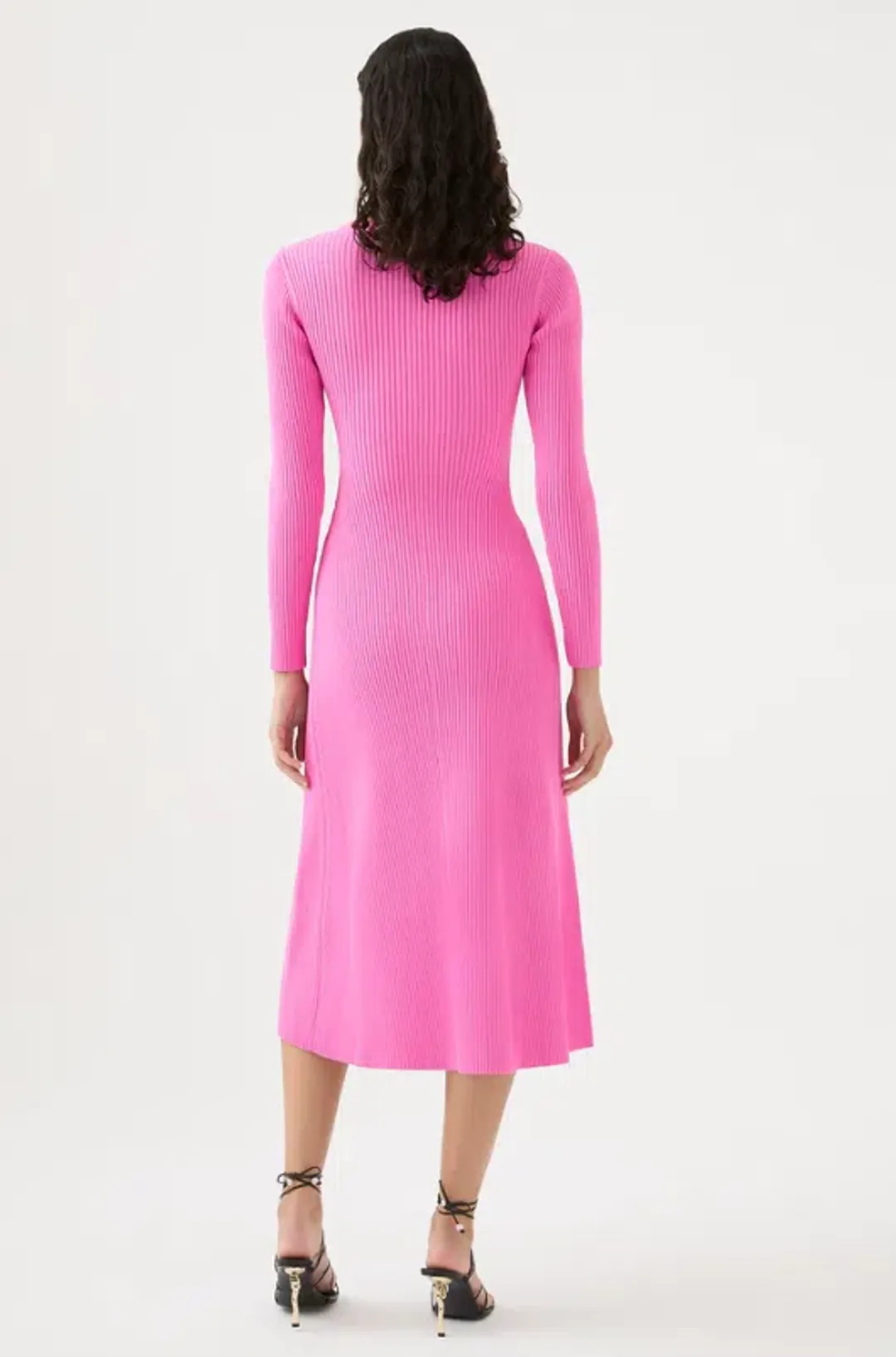 Aje Crescent Knit Midi Dress in Protea Pink Size 8 for rent on The Volte - main image