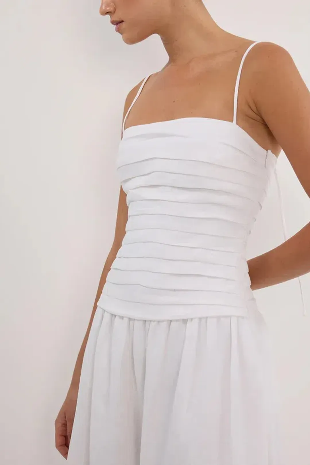 Dissh Reece Linen Midi Dress White Size 12 for rent on The Volte - main image