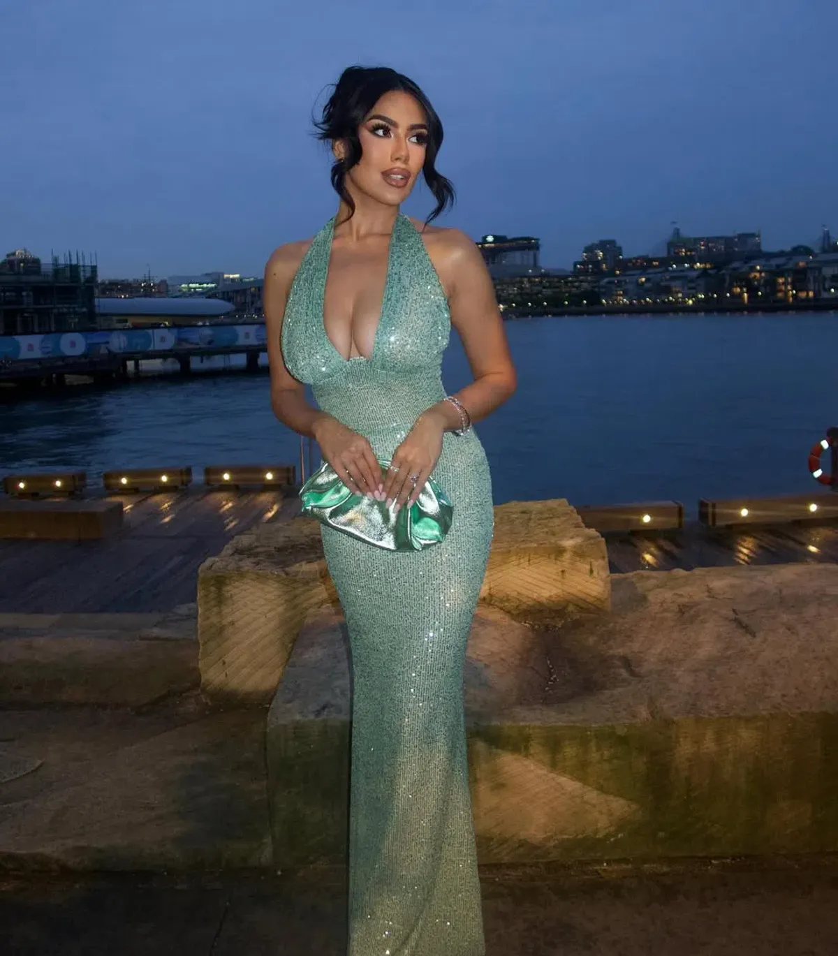 Maelle Paris Shimmer Maxi Gown Emerald Size S / AU 8 - Image 4