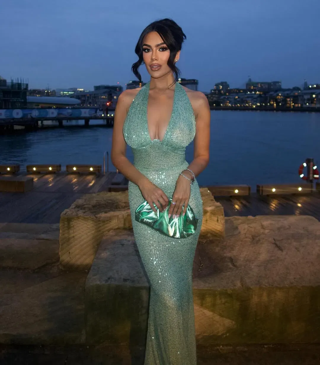 Maelle Paris Shimmer Maxi Gown Emerald Size S / AU 8 for rent on The Volte - main image