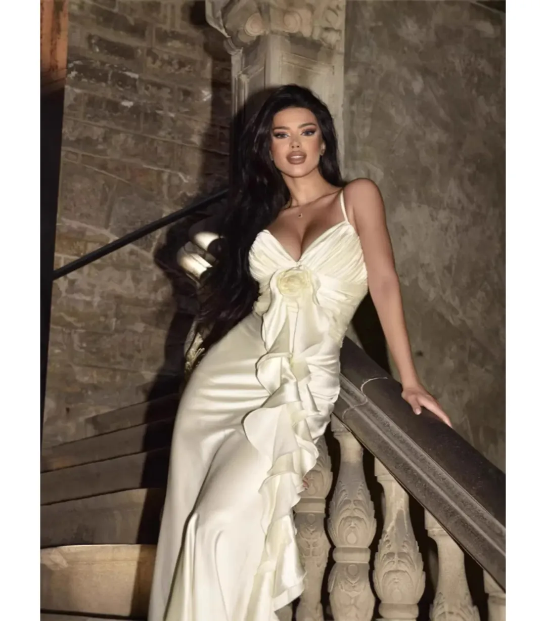 Maelle Paris Champagne Floral Twist Dress Cream Size Small / AU 8 for rent on The Volte - main image