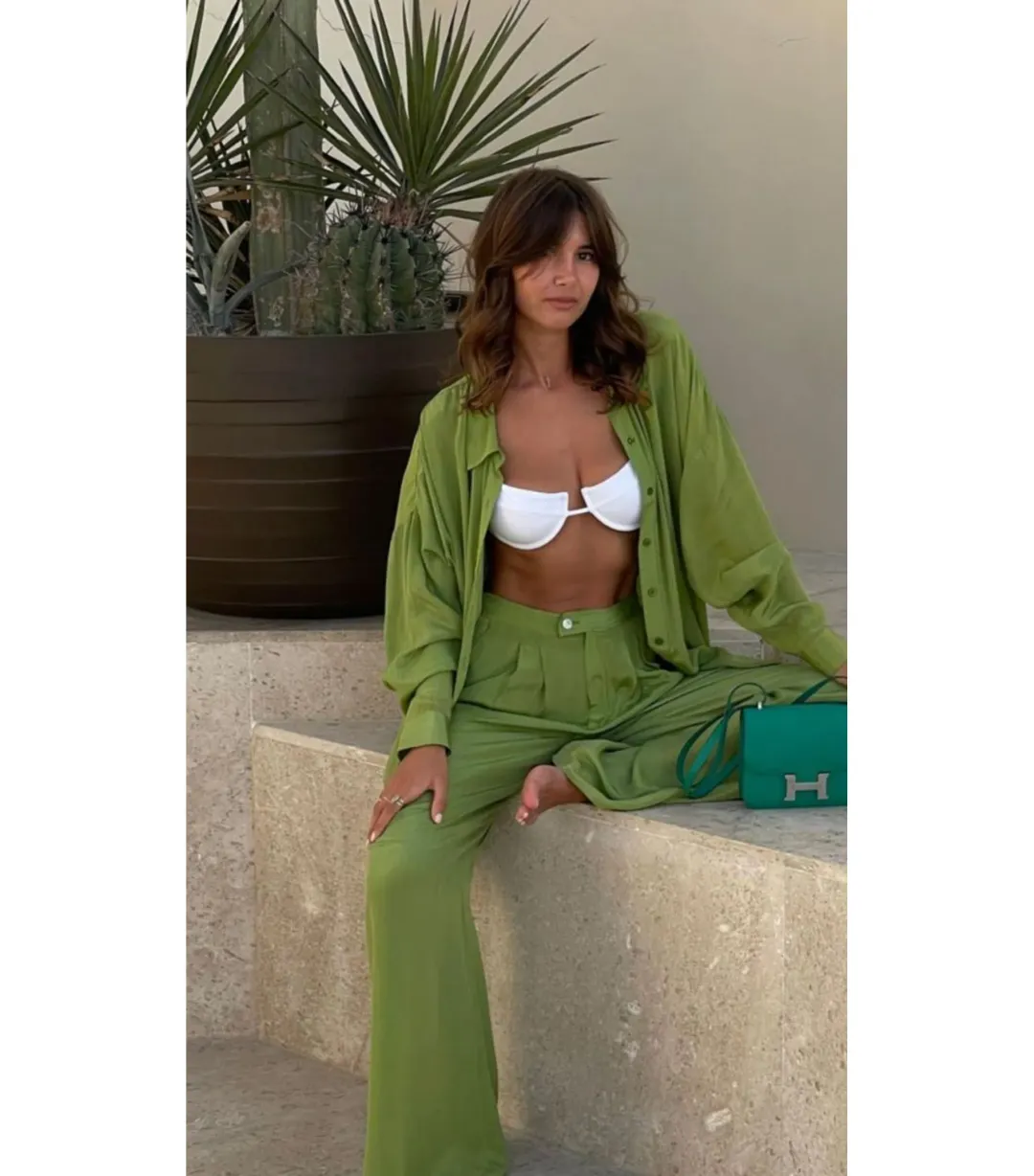 Posse The Label Frankie Top Size AU XS and Pant Size AU 10 Set Green for rent on The Volte - main image
