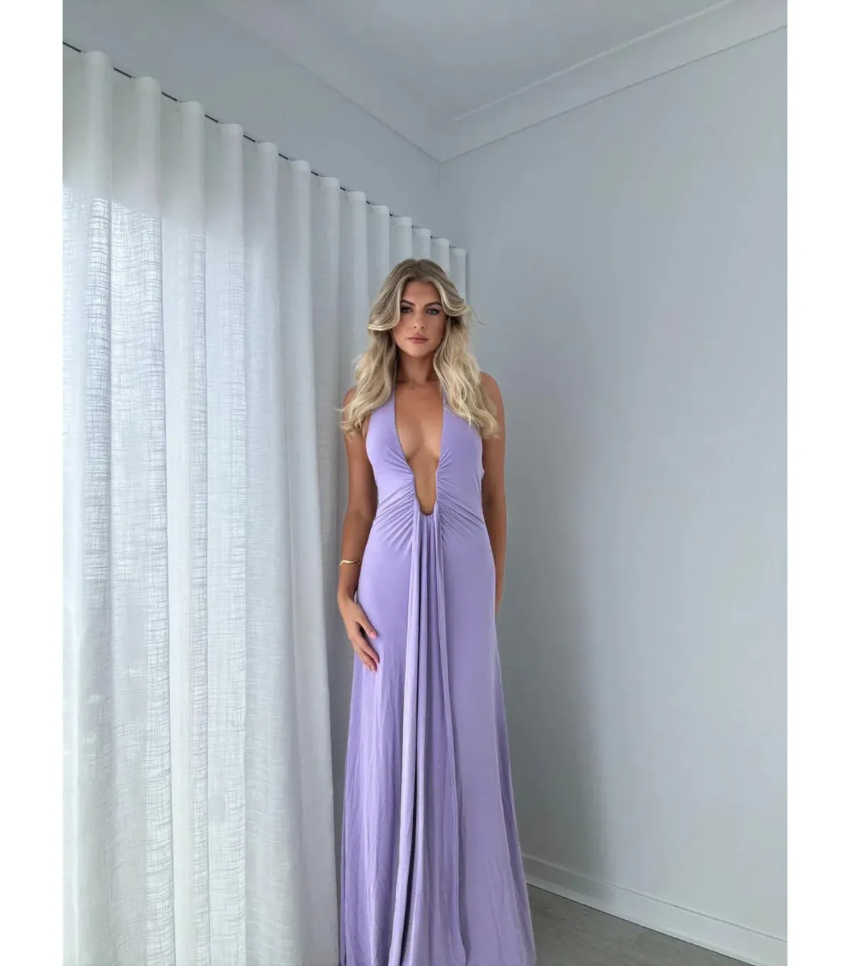 Misha Jennifer Cupro Maxi Dress in Lilac Size 6/XS - Image 3
