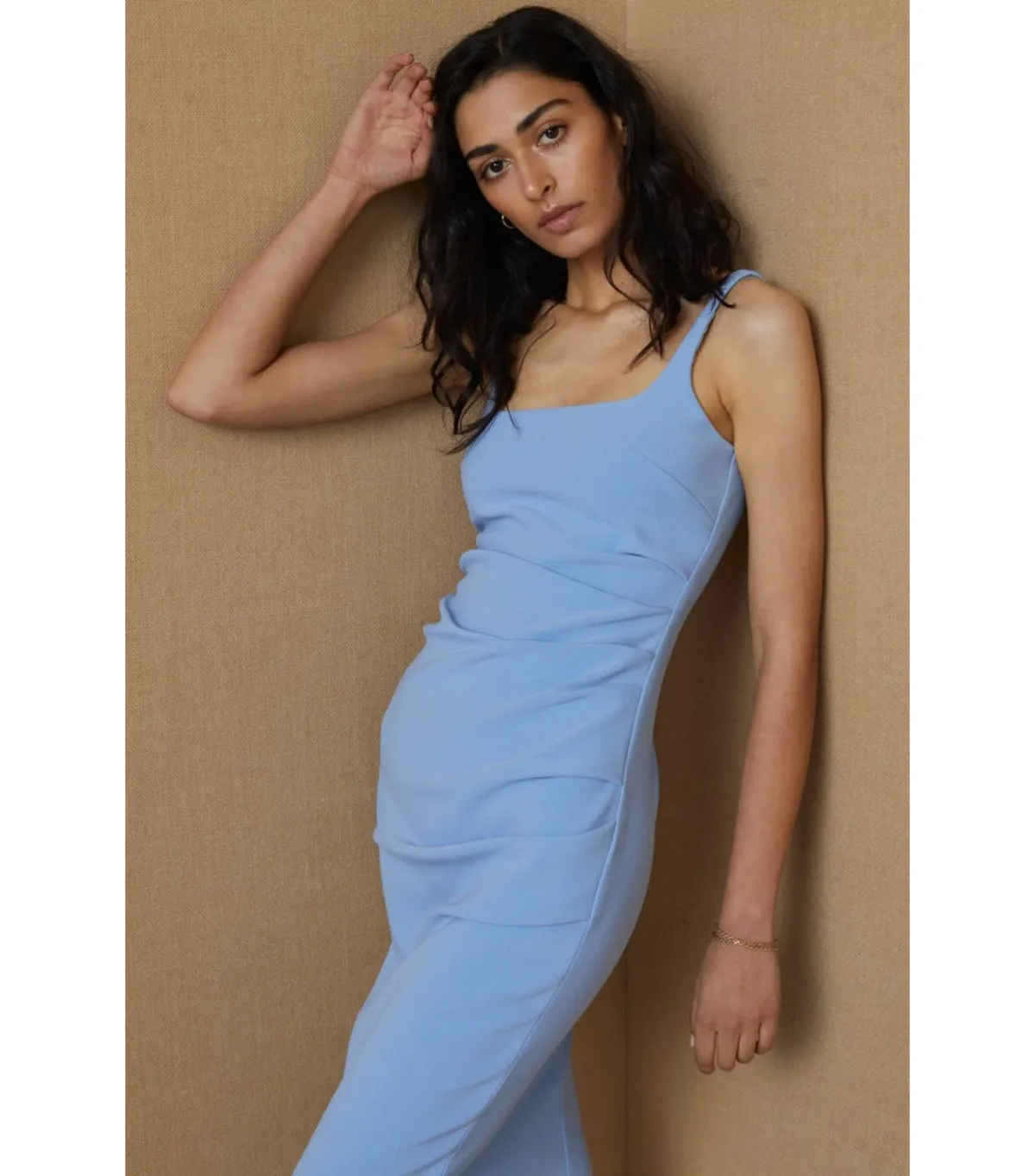 Bec & Bridge Hana Tuck Midi Dress in Sky Blue Size AU 6 - Image 2