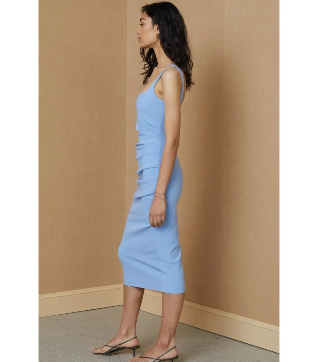 Bec & Bridge Hana Tuck Midi Dress in Sky Blue Size AU 6 for rent on The Volte - main image