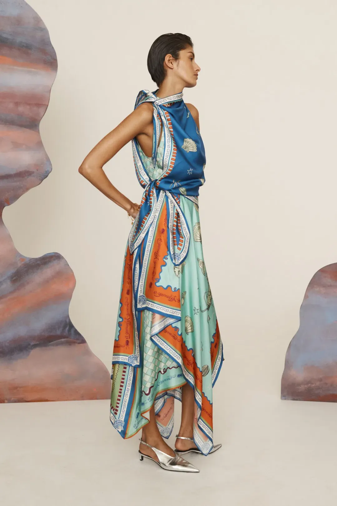 Alemais Surrealist Summer Scard Midi Dress Multi Size AU 8 for rent on The Volte - main image