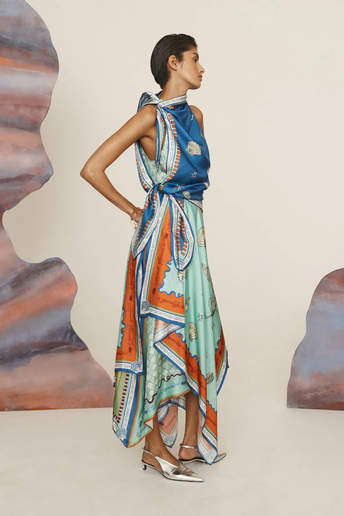 Alemais Surrealist Summer Scard Midi Dress Multi Size AU 8 - Image 2