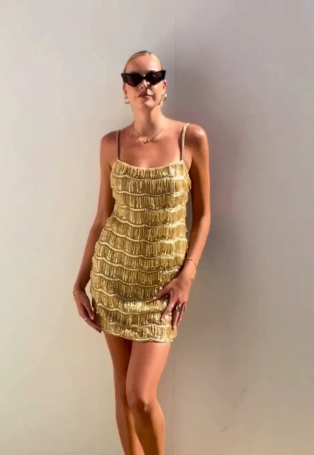 Rachel Gilbert Sadie Mini Dress Gold Size 2 / AU 10 for rent on The Volte - main image
