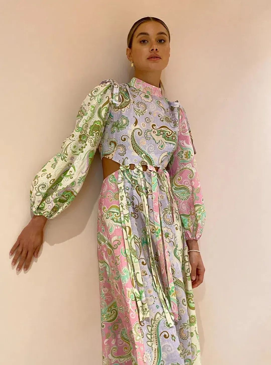 Alemais Marta Cut Out Midi Dress Paisley Print Size 4 for rent on The Volte - main image