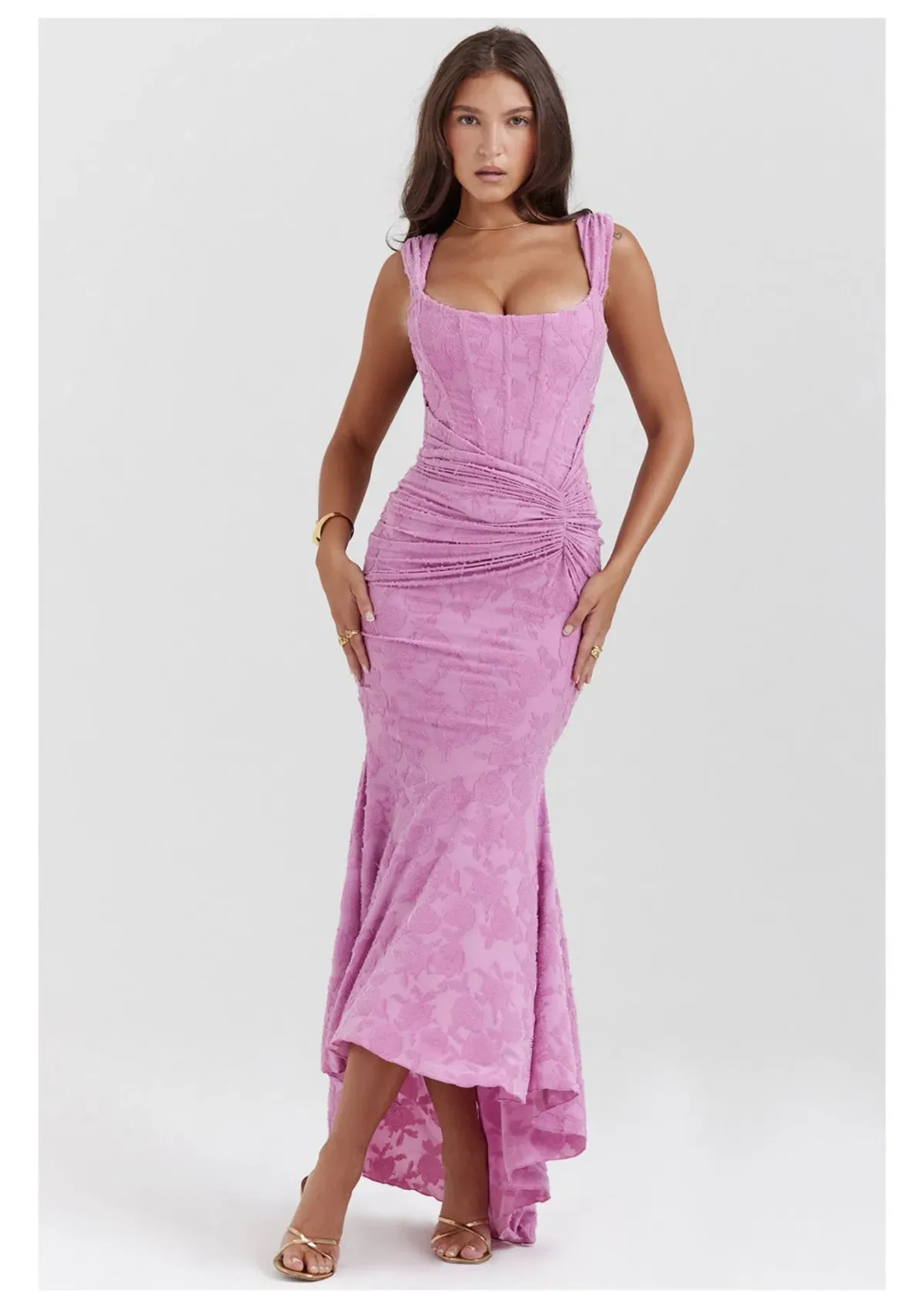 House Of CB Cesca Floral Maxi Dress Rose Pink Size M / AU 10 - Image 1