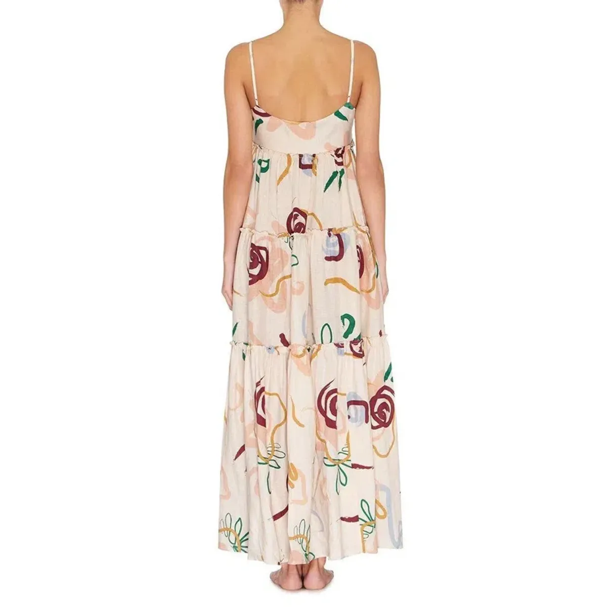 Skye and Staghorn Lottie Tiered Maxi Dress in La Rosa Print Size AU 8 - Image 3