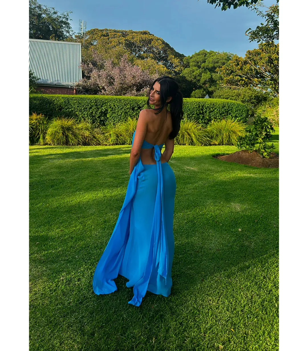 Christopher Esber Layered Silk Dress Boston Blue Size AU 6 for rent on The Volte - main image