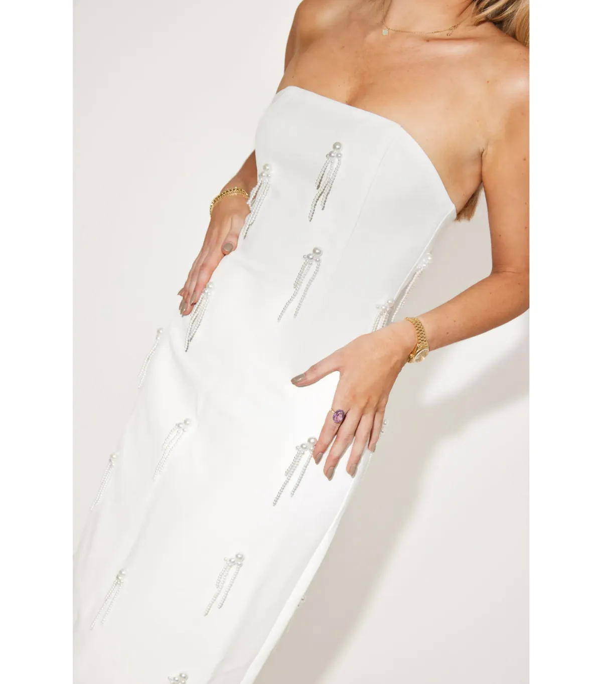 Odd Muse The Ultimate Muse Embellished Midi Dress White Size XS / AU 6 - Image 2