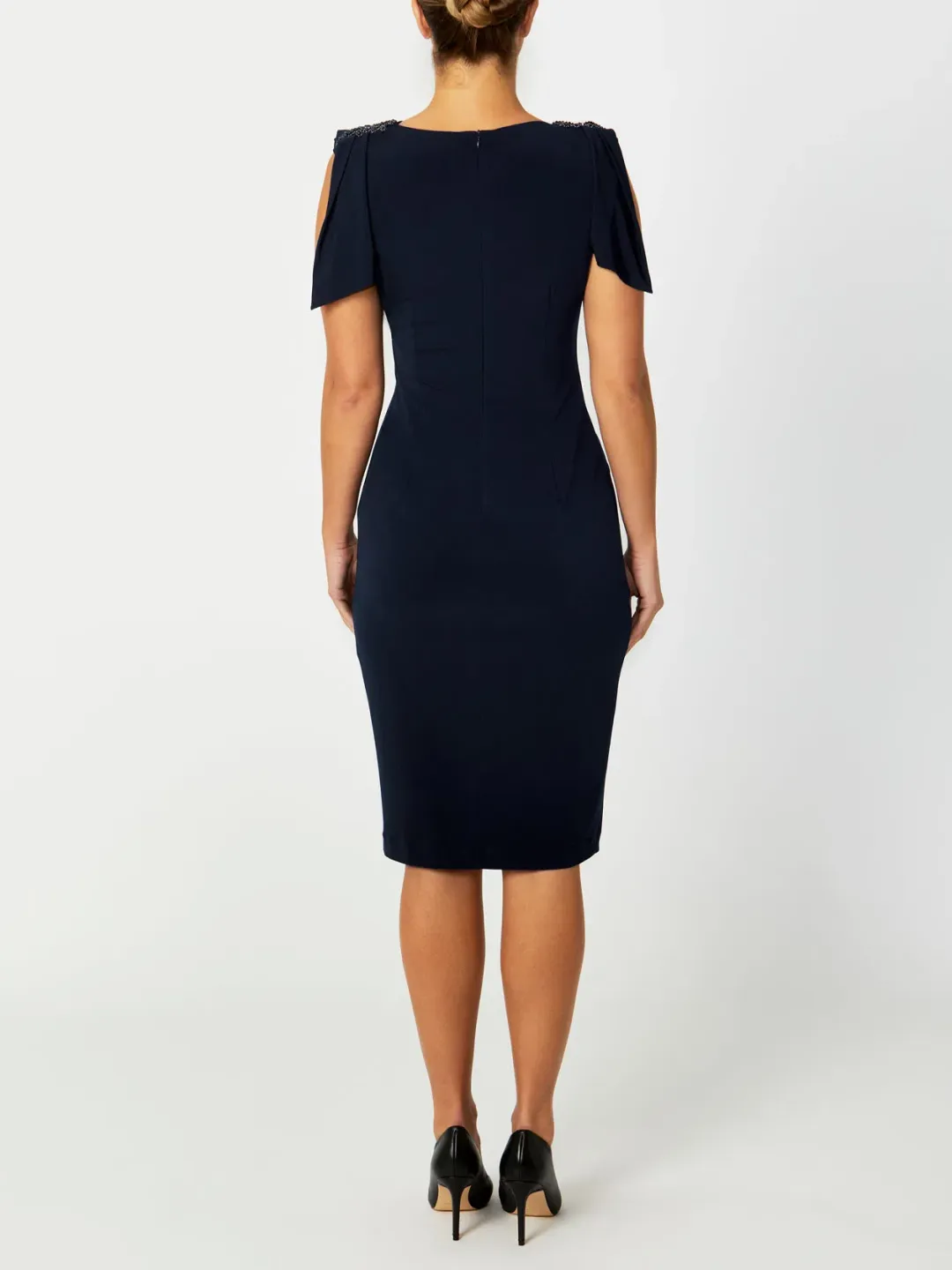 Anthea Crawford Hebe Jersey Knee Length Dress Navy Size 18 for rent on The Volte - main image
