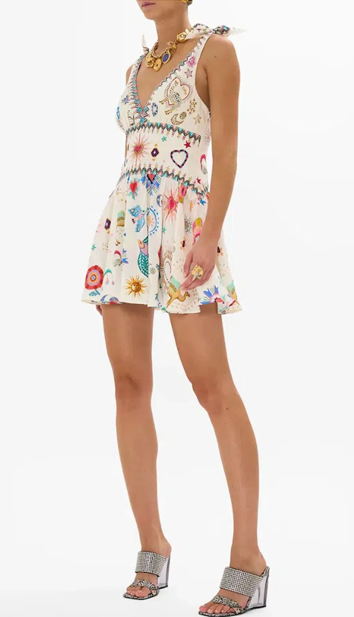 Camilla  Tie Shoulder Short Dress Living in Colour Size L / AU 14 - Image 4