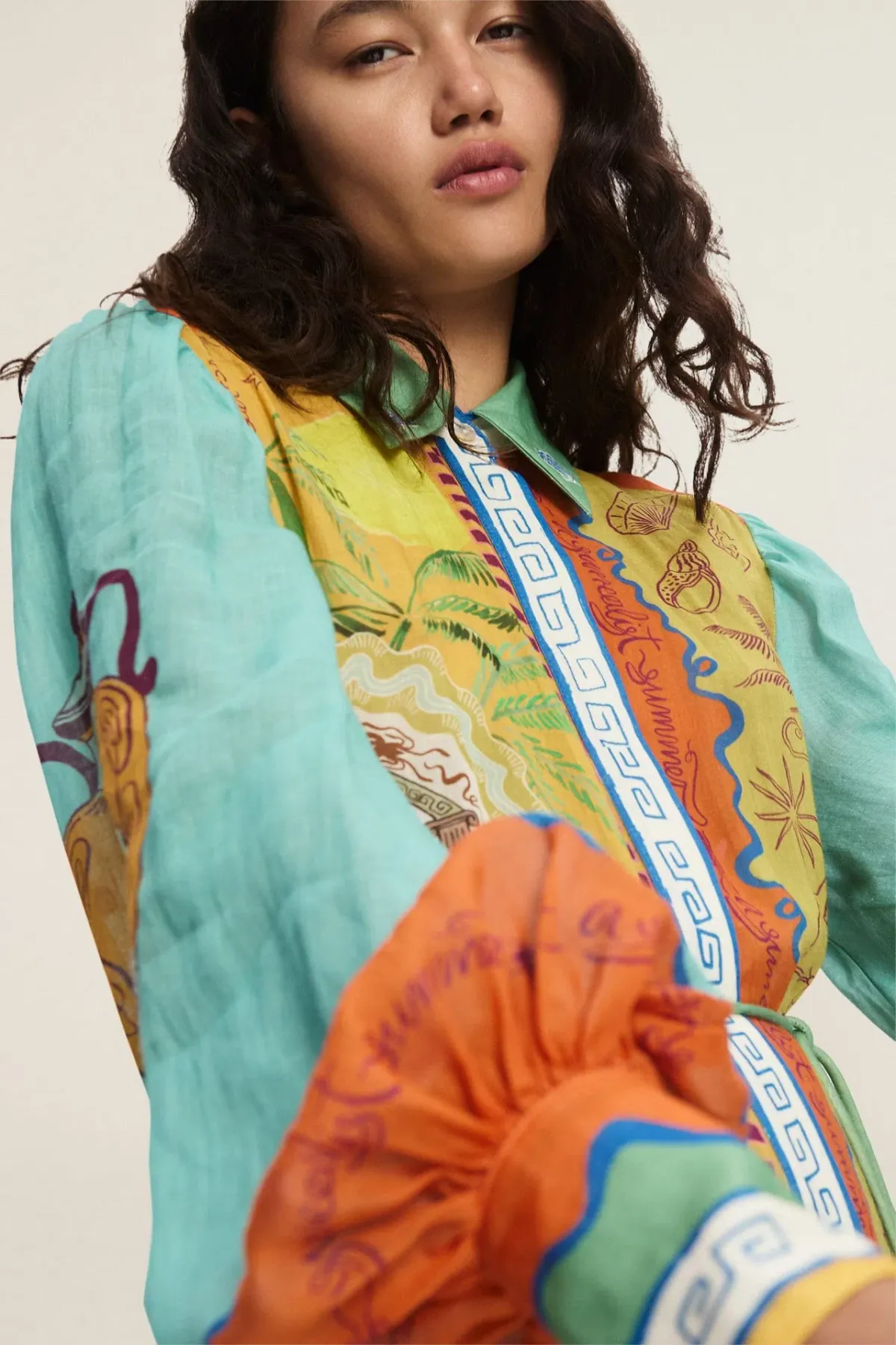 Alemais Surrealist Summer Ramie Shirtdress Multi Size 10 - Image 2