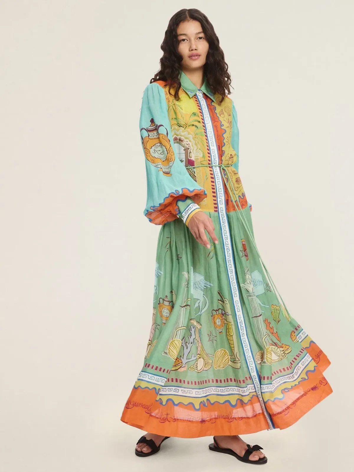 Alemais Surrealist Summer Ramie Shirtdress Multi Size 10 - Image 5