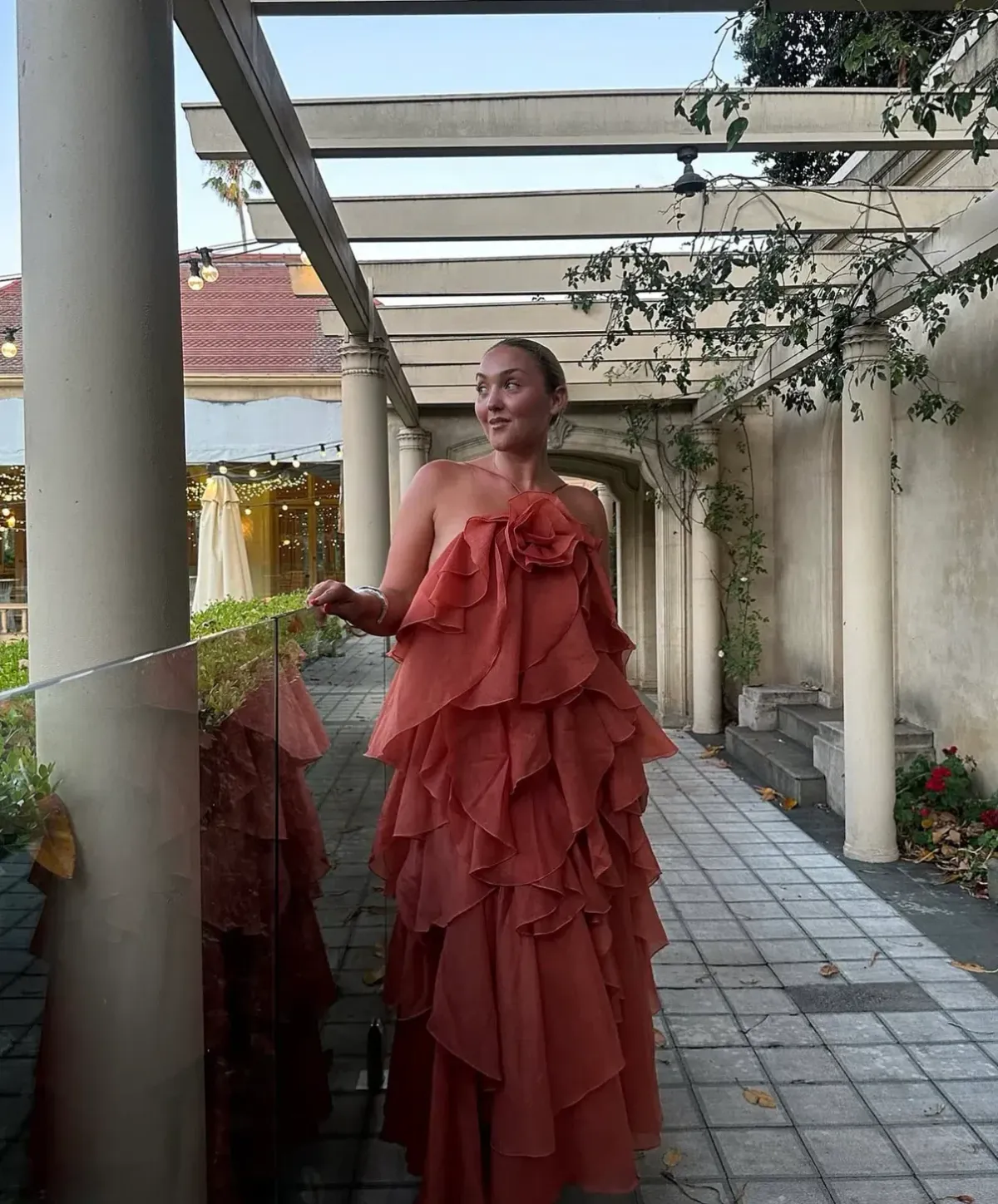 AJE Pandorea Layered Maxi Dress Coral Clay Size 10  - Image 3