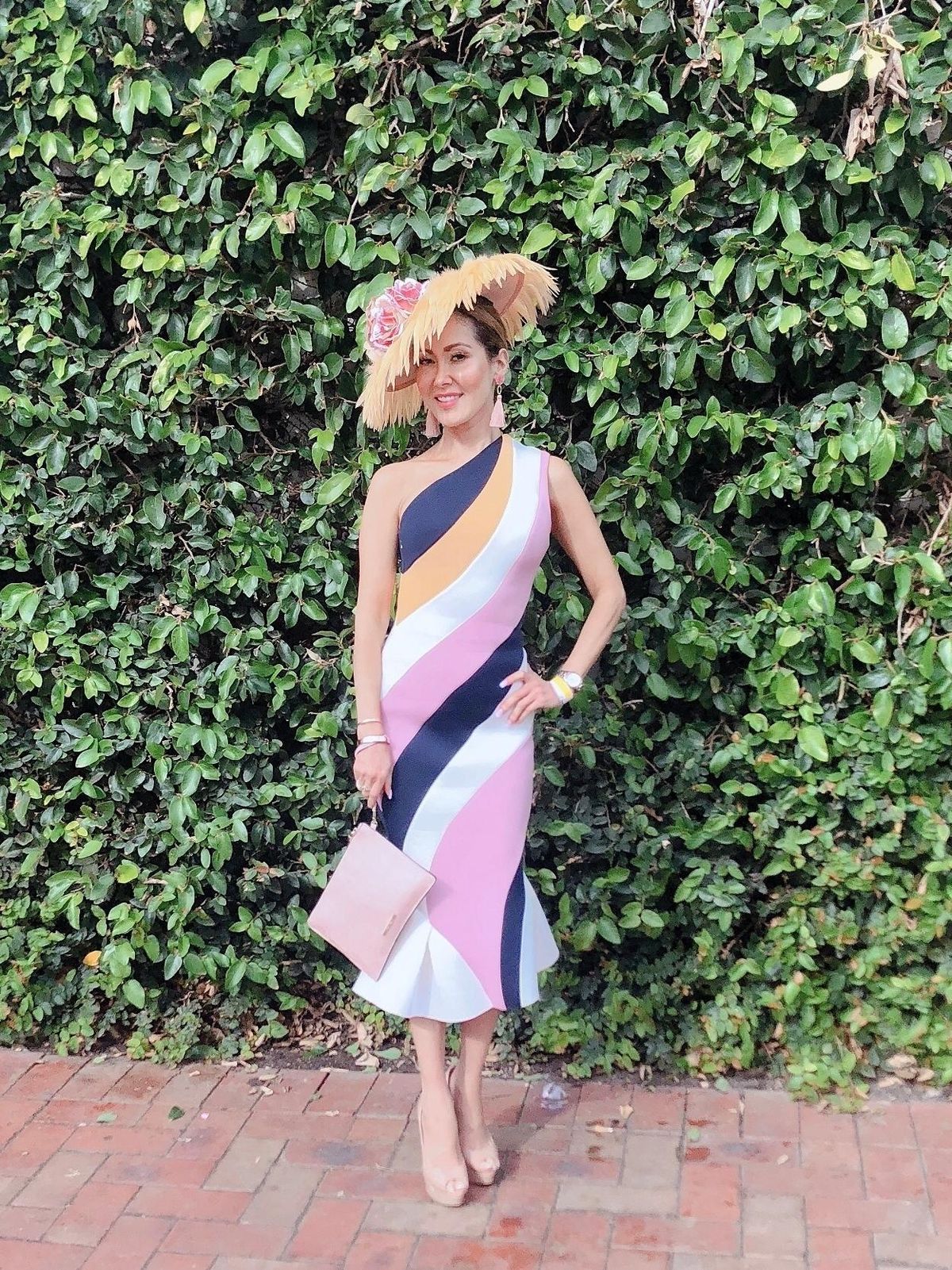 Rachel Gilbert Stripe Midi Dress Multi Size AU 8 - Image 1