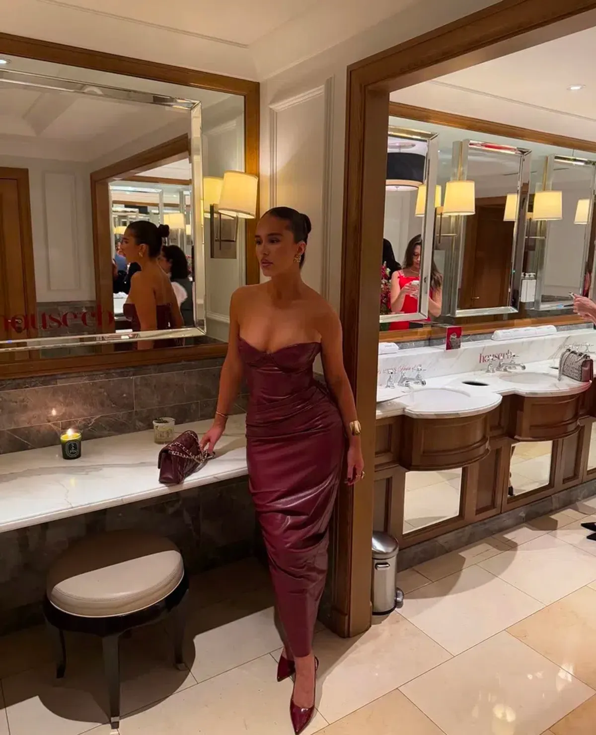 House Of CB Juliana Dress Burgundy Size XS/Au 6  - Image 4