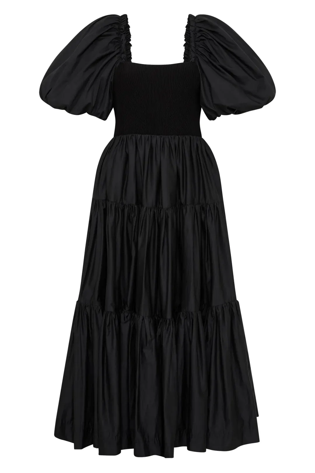 Aje Casa Puff Sleeve Midi Dress Black Size 16 for rent on The Volte - main image