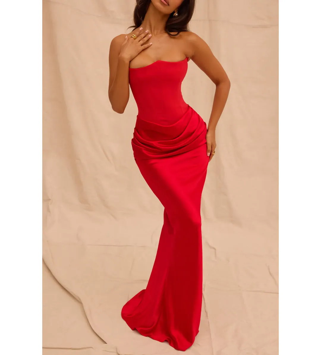 House of CB Persephone Strapless Corset Dress Red Size XS/AU 6  for rent on The Volte - main image
