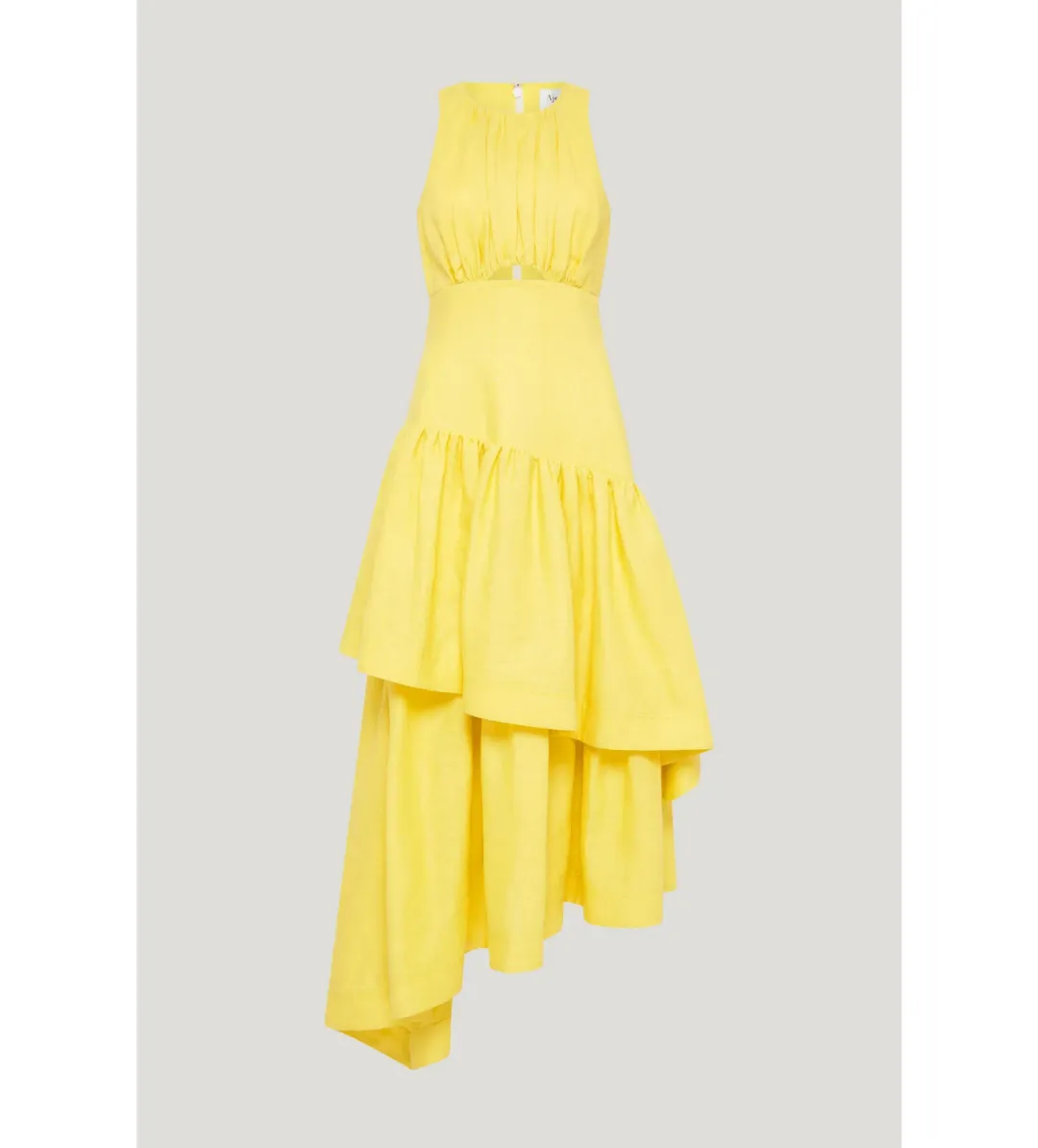 Aje Caliente Cut out Tiered Midi Dress Yellow Size 8  for rent on The Volte - main image