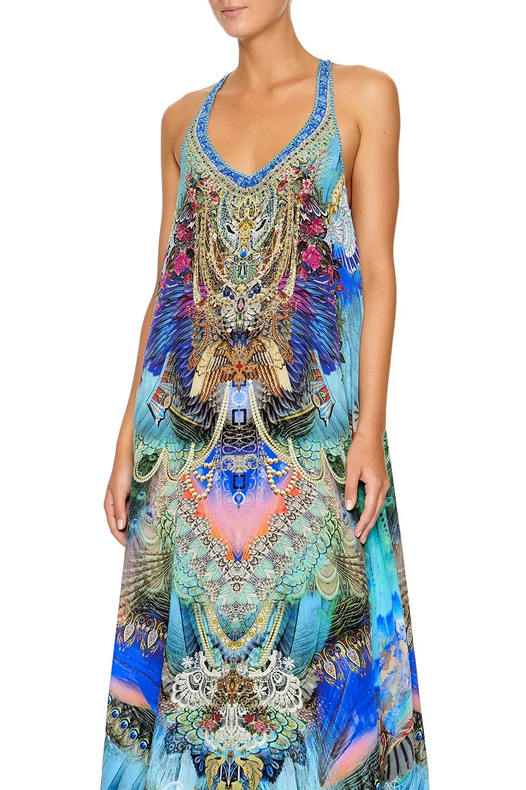 Camilla V Neck Racer Back Maxi Dress Freedom Flight Size S / AU 10 for rent on The Volte - main image