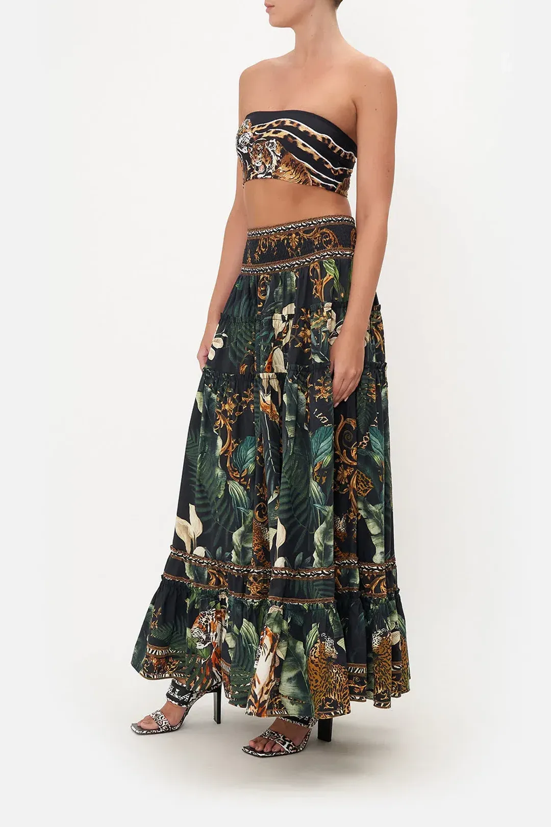 Camilla 4 Tiered Gathered Maxi Skirt Easy Tiger Size M / AU 12 for rent on The Volte - main image