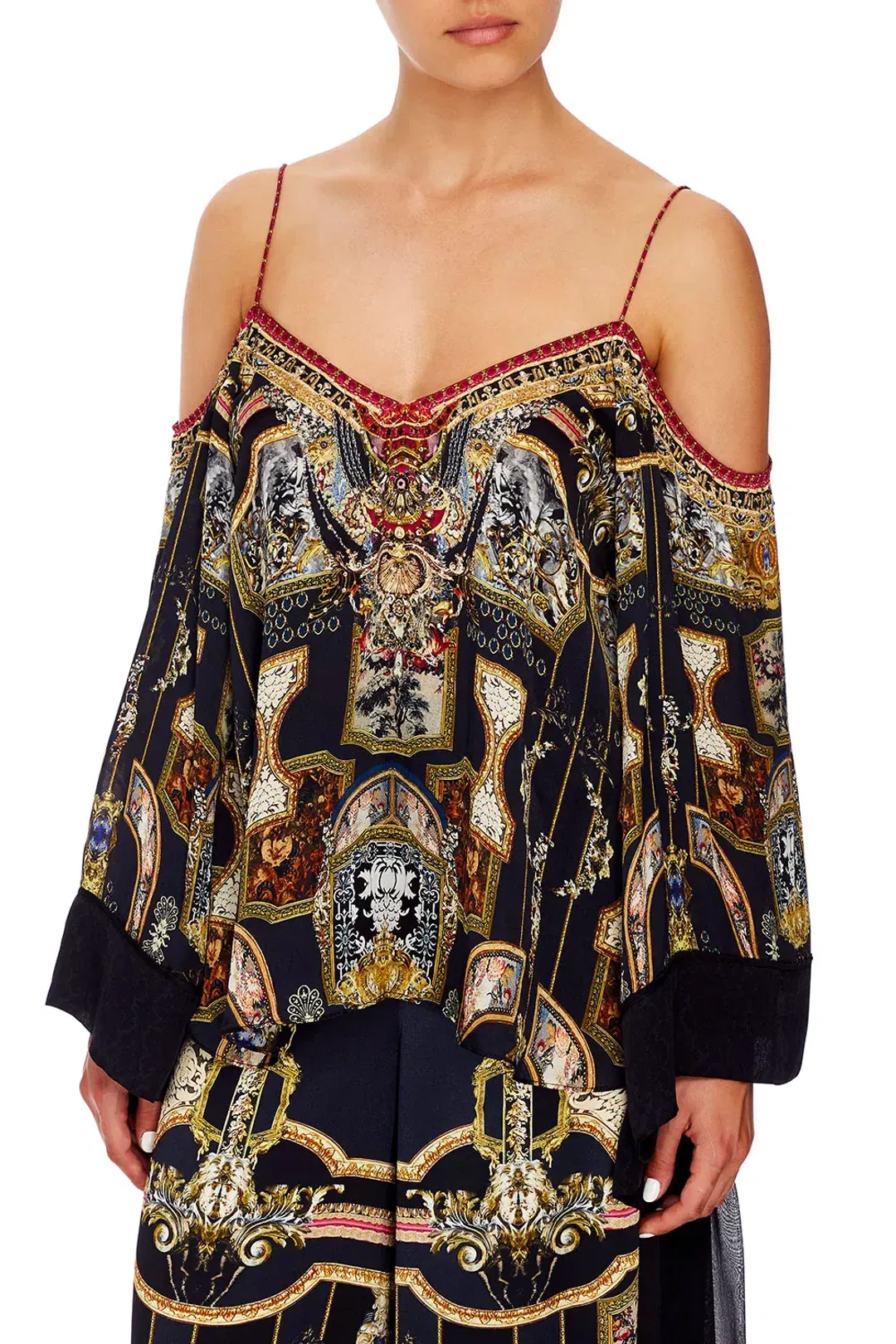 Camilla Flare Sleeve Top Midnight Meeting Size M / AU 12 for rent on The Volte - main image