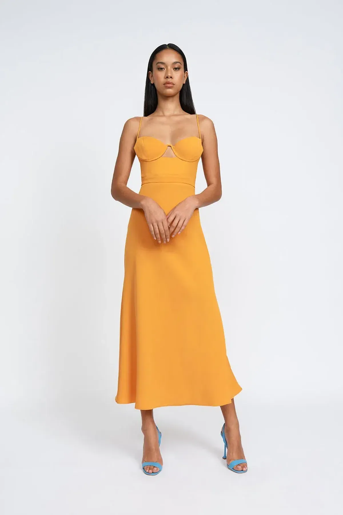 By Johnny Callia Wire Midi Dress in Apricot Orange Size 6 - Image 2