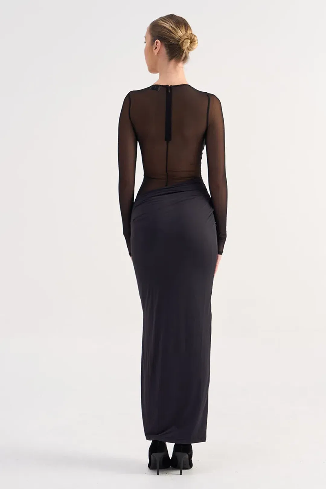 Suboo Auguste Long Sleeve Mesh Jersey Maxi Dress Black Size XS / AU 6 for rent on The Volte - main image
