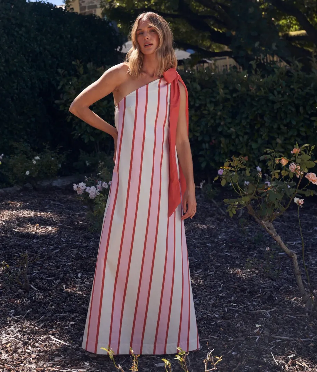 Aston Studio Mila Maxi Dress in Hana Stripe Size 10 for rent on The Volte - main image