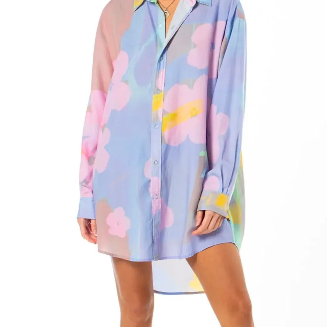 Something Very Special Happy High-biscus Shirt Dress Multi Size AU 10  for rent on The Volte - main image