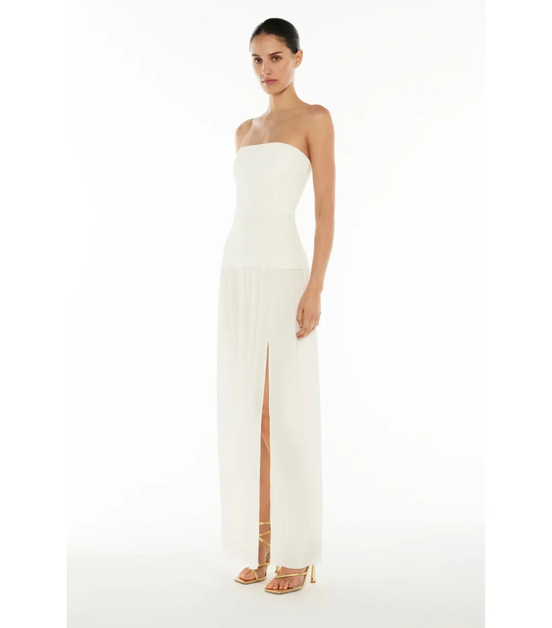 Manning Cartell Double Time Pleat Strapless Dress White Size AU 8 for rent on The Volte - main image