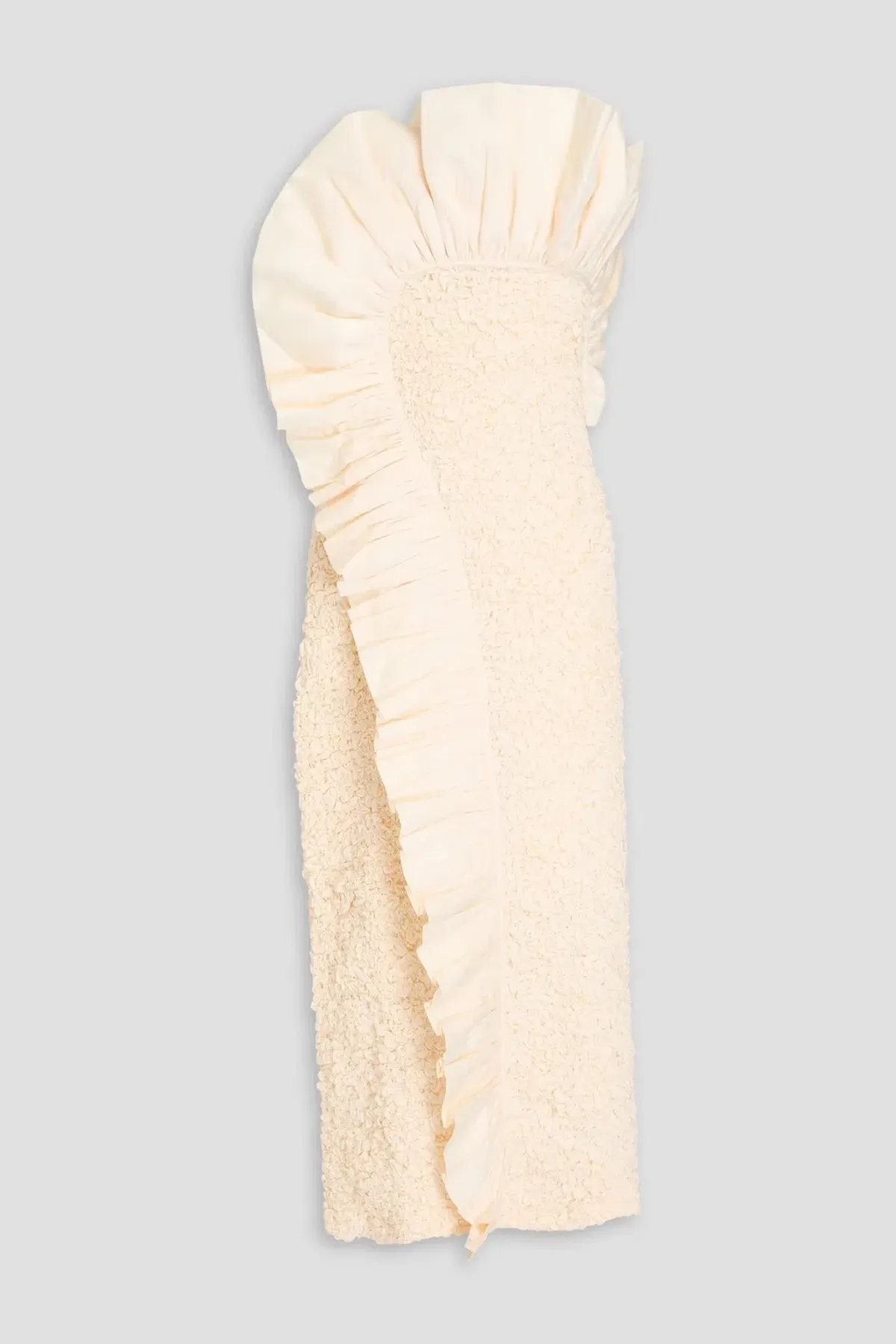 Mara Hoffman Kana Strapless Ruffled Cotton Twill and Popcorn Midi Dress Cream Size XS / AU 6 - Image 3